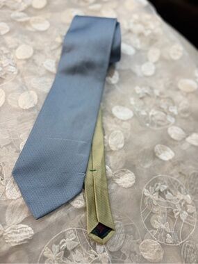 Tommy Hilfiger Sky Blue Front with Olive Green Back Two-Tone Silk Tie